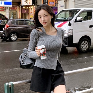 언발트임 버튼 골지 니트 nt4362