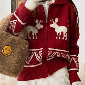 루돌프 카라 노르딕 집업 니트 가디건 3color