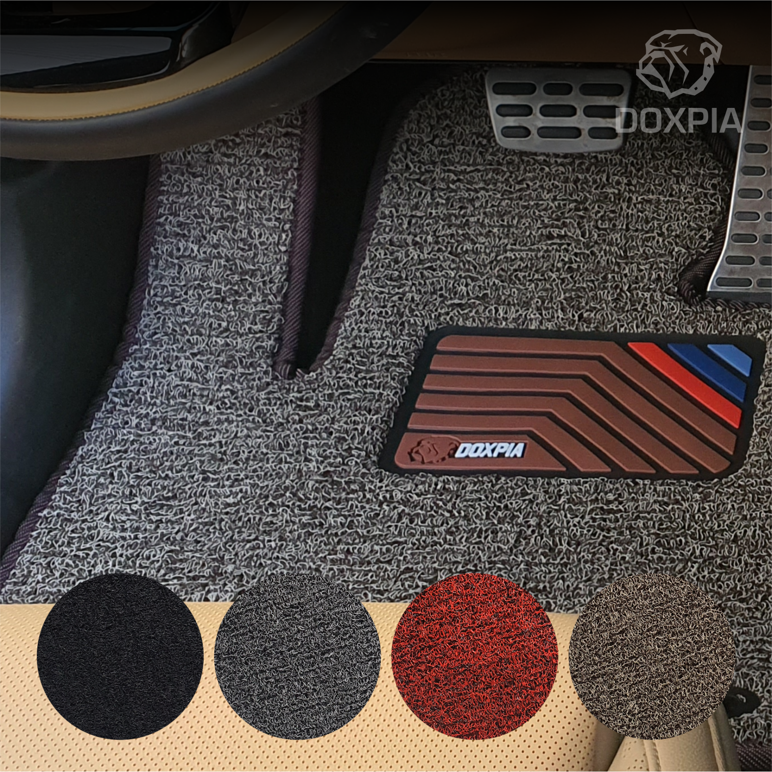독스피아 전차종(승합차 제작X) 엣지 코일매트 풀확장형 푹신한 차량용매트 1열+2열
