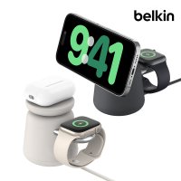 벨킨 2in1 맥세이프 충전기 15W 각도조절 무선 충전 스탠드 WIZ020bt 아이폰15 14 13 애플워치9 8 울트라 SE2 에어팟 호환