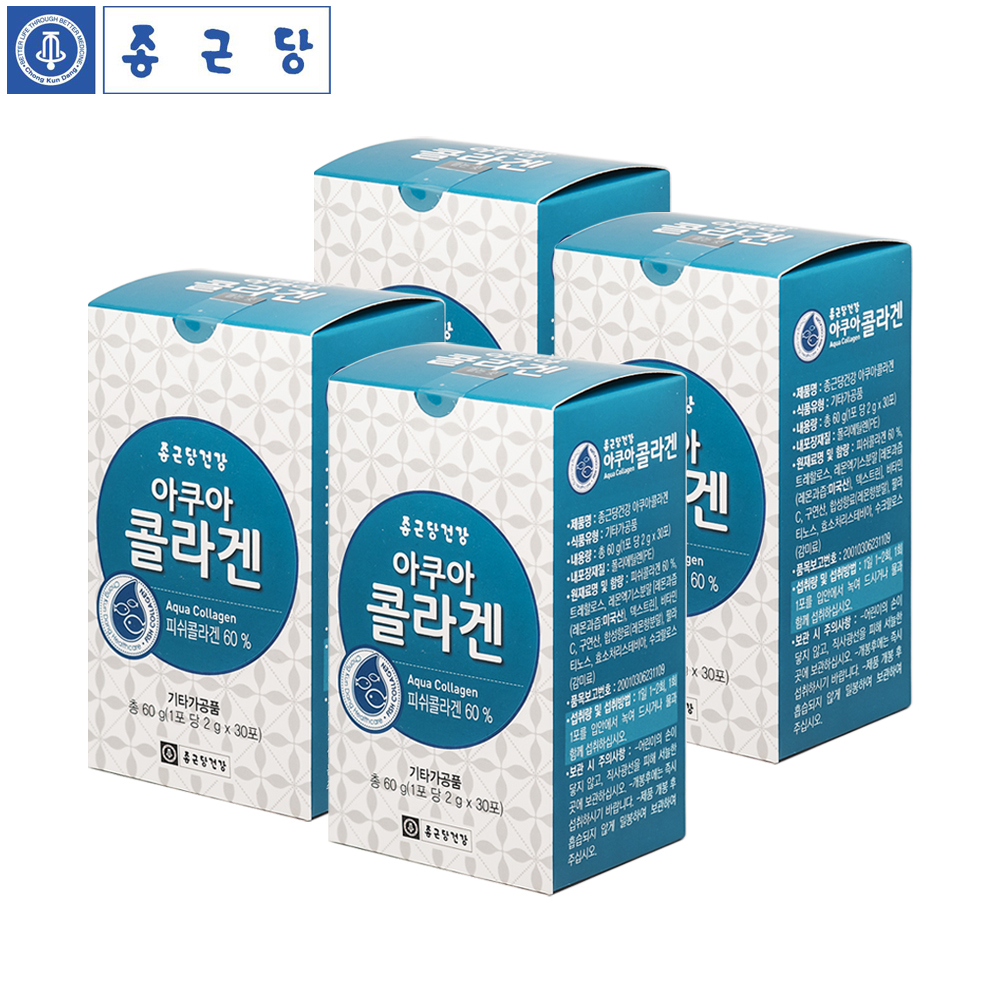 종근당건강 저분자 피쉬 아쿠아콜라겐 먹는 가루 분말 30포, 4개