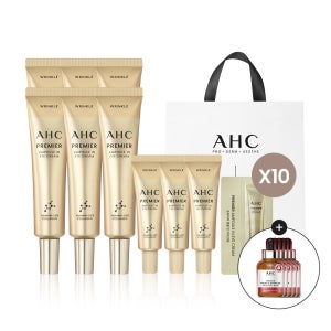 (특선물 선착순 2천원 추가쿠폰)AHC 프리미어 앰플 인 아이크림 35ml 6개 +7ml 3개 +앰플인아이크림 1ml 10개+마스크팩 5개+쇼핑백