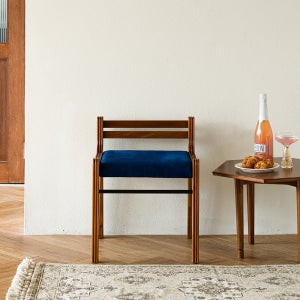 매스티지데코 네오클래식 패브릭 스툴(블루) 인테리어의자 화장대 의자