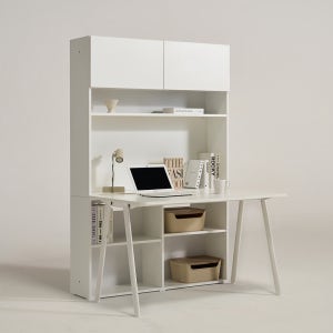 모노 1200 책상세트 화이트 데스크 학생 공부방 전면 책장 홈오피스 컴퓨터책상