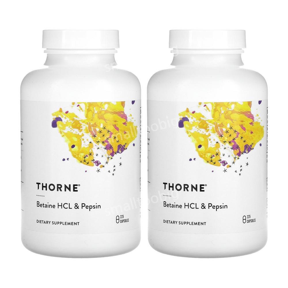 쏜리서치 <b>베타인 HCl 펩신</b> TMG 225캡슐 2병 글리신 Betaine