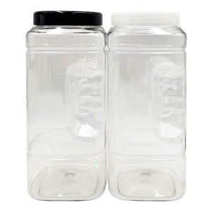 플라스틱 곡물보관통 견과류 반려동물 간식통 페트병 2.6L 사각 그립