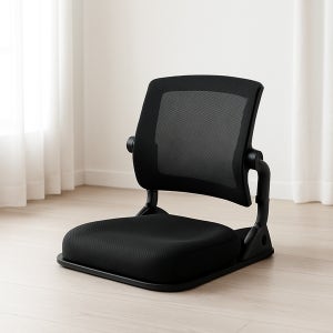 딥워크 좌식의자 앉은뱅이 의자 등받이 자세교정 게이밍 올블랙 팔걸이X