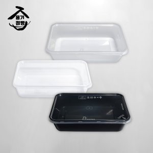 B 사출 죽용기 T-500 500개입 투명,반투명.검정 500ml 일회용용기 배달포장용기 사각찜 미니찜 U