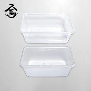 B 사출 죽용기 T-750 500개입 투명,반투명 750ml 일회용용기 배달포장용기 사각찜 미니찜 U