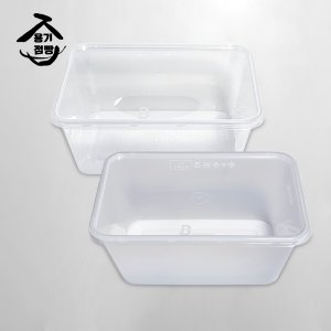 B 사출 죽용기 T-1000 500개입 투명,반투명 1000ml 일회용용기 배달포장용기 사각찜 미니찜 U