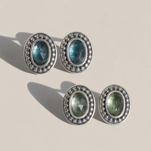 925실버 그린 아쿠아 천연 원석 귀걸이 렌/ Wren