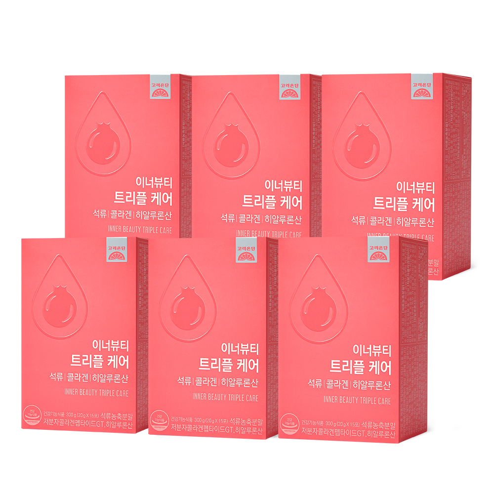 고려은단 이너<b>뷰티</b> 트리플케어 석류 콜라겐 히알루론산 15포, 6개
