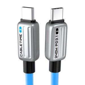 케이블타임 PD3.1 240W C to C타입 고속충전케이블 블루 CU05