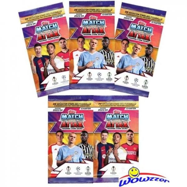 Topps Match 2023/2024 Attax UEFA 챔피언스 리그 축구카드 5팩 (카드 60장) 컬렉션