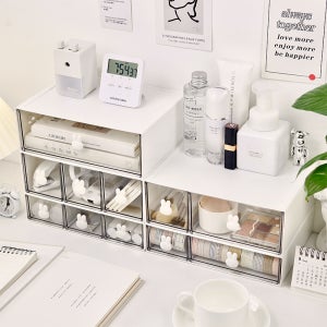 화이트 데스크수납함 오거나이저 사무용품 화장품 문구 소품 정리함 (개별상품)