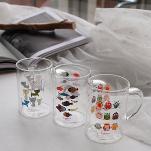 아이머그컵 가벼운 작은 신혼부부 투명머그컵