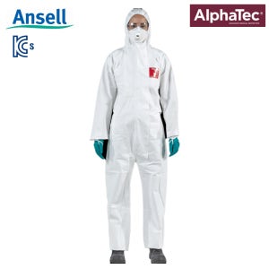 Ansell alphatec 방호복/보호복 micro guard 2500 (1BX/35벌이하) 원피스-백색 (3,4,5,6형식) PP필름 정전기방지