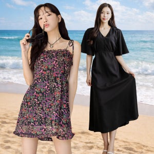 여름 롱 원피스 미니 빅사이즈 쉬폰 나시 반팔 휴양지룩