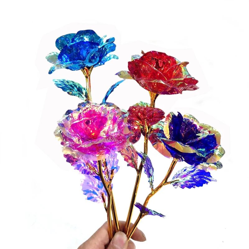 선물 꽃 발렌타인 데이 로즈 지속력 장미 크리에이티브 조명 LED 골드 사랑 무드등 웨딩