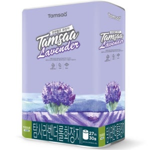탐사 라벤더 천연펄프 3겹 롤화장지 27m짜리 30롤 x 2팩 (총 60롤)