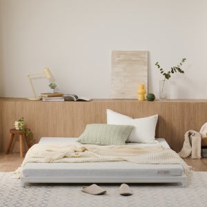 올라인 토퍼 매트리스 푹신탄탄 침대 거실 손님용 메모리폼 롤팩 슈퍼싱글 SS 도트 아이보리