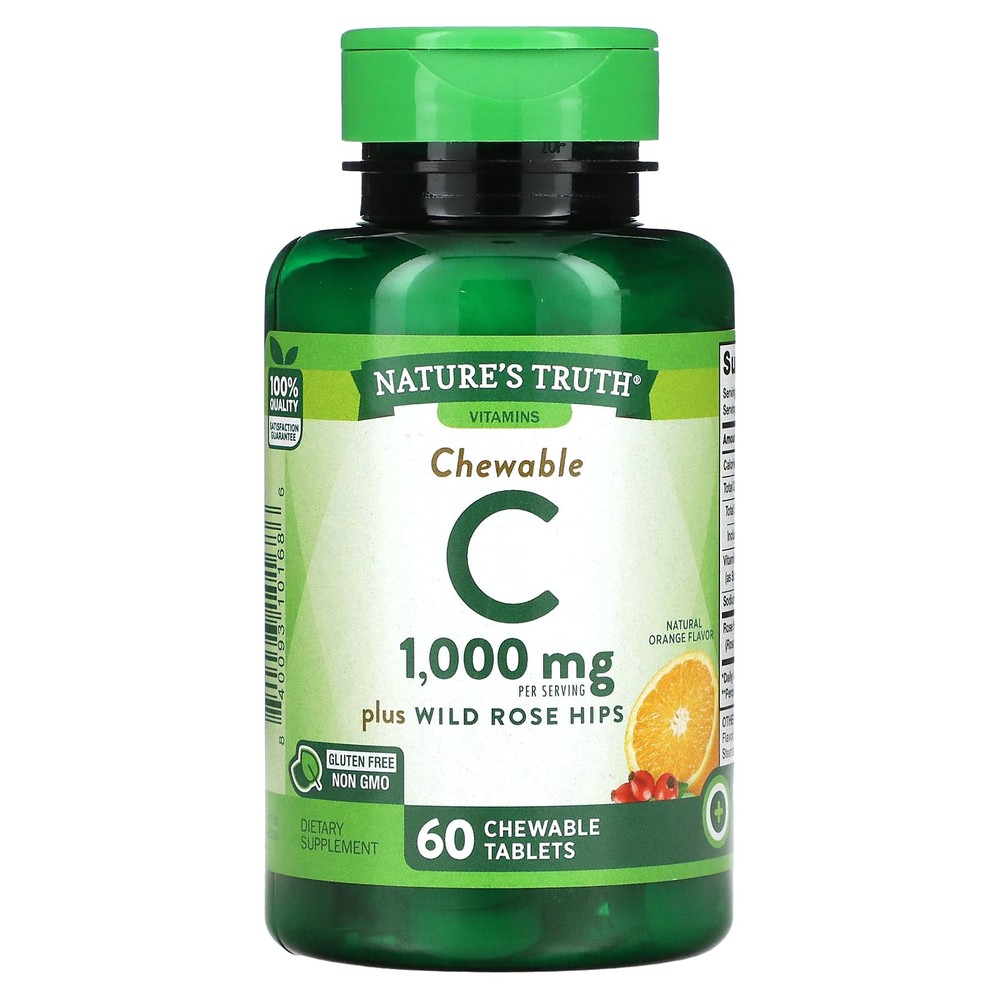<b>네이처스 트루 비타민C</b> 아스코르브산 로즈힙 500mg 츄어블 60정