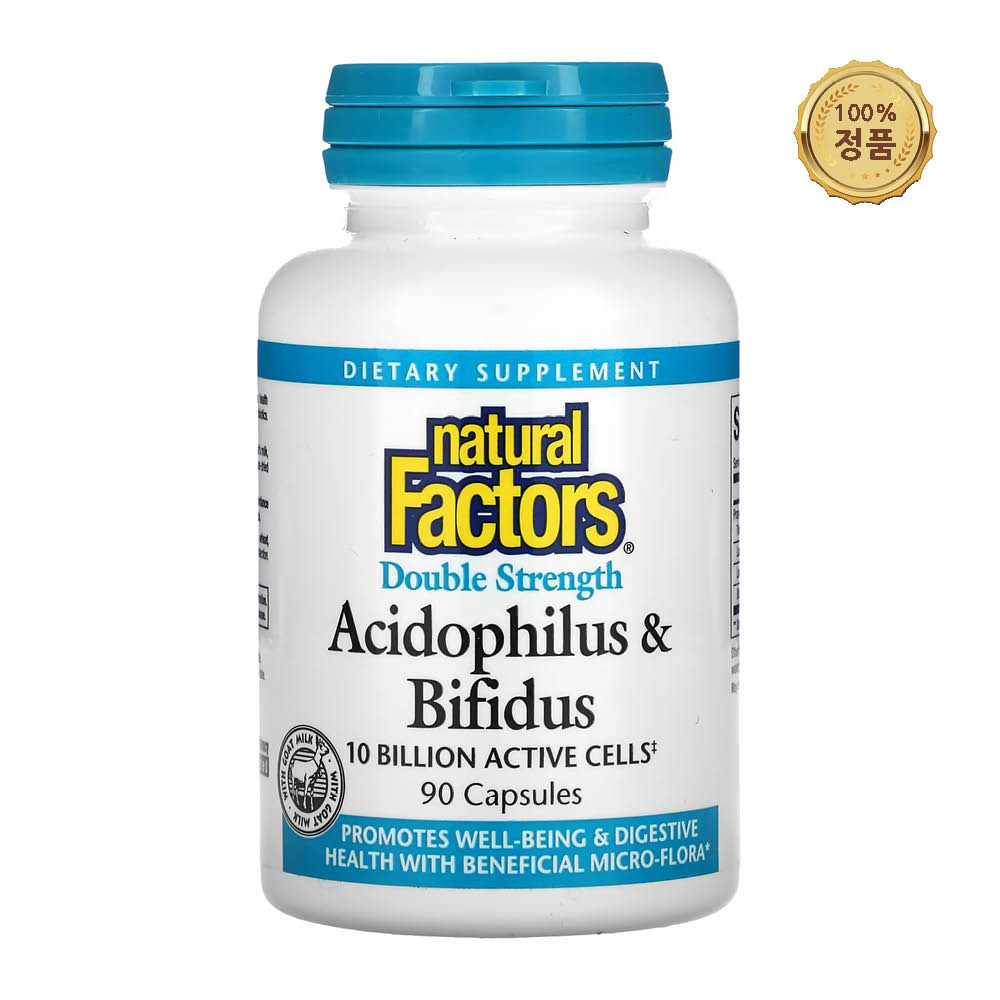내추럴팩터스 <b>애시도필러스 비피더스</b> 유산균 더불 스트렌스 <b>100억</b> 90캡슐