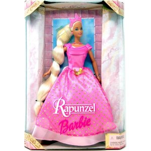 Barbie 바비 라푼젤 핑크 드레스 골드 글리터 크라운