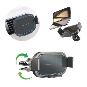 Z폴드 호환 고속 와이드 무선차량용 충전기 FOD 15W 360도 회전 송풍구 이중고정클립