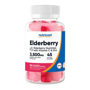 뉴트리코스트 고농축 엘더베리 추출물 3,500mg 90구미 45일분 비타민C 90mg 아연8mg