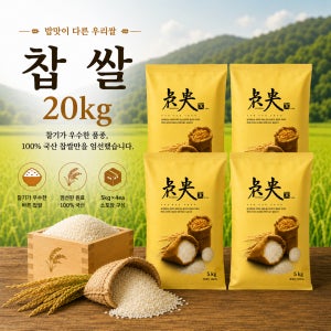 [바른쌀집] 25년산 쫀득한 찰기 찹쌀 20kg (5kg소포장)