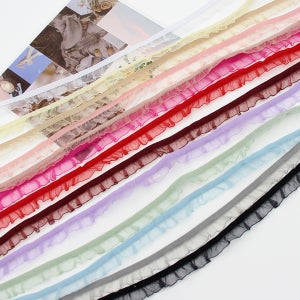 (인형소품) 리리안 15mm 스판 셔링 오간자레이스 탄력레이스