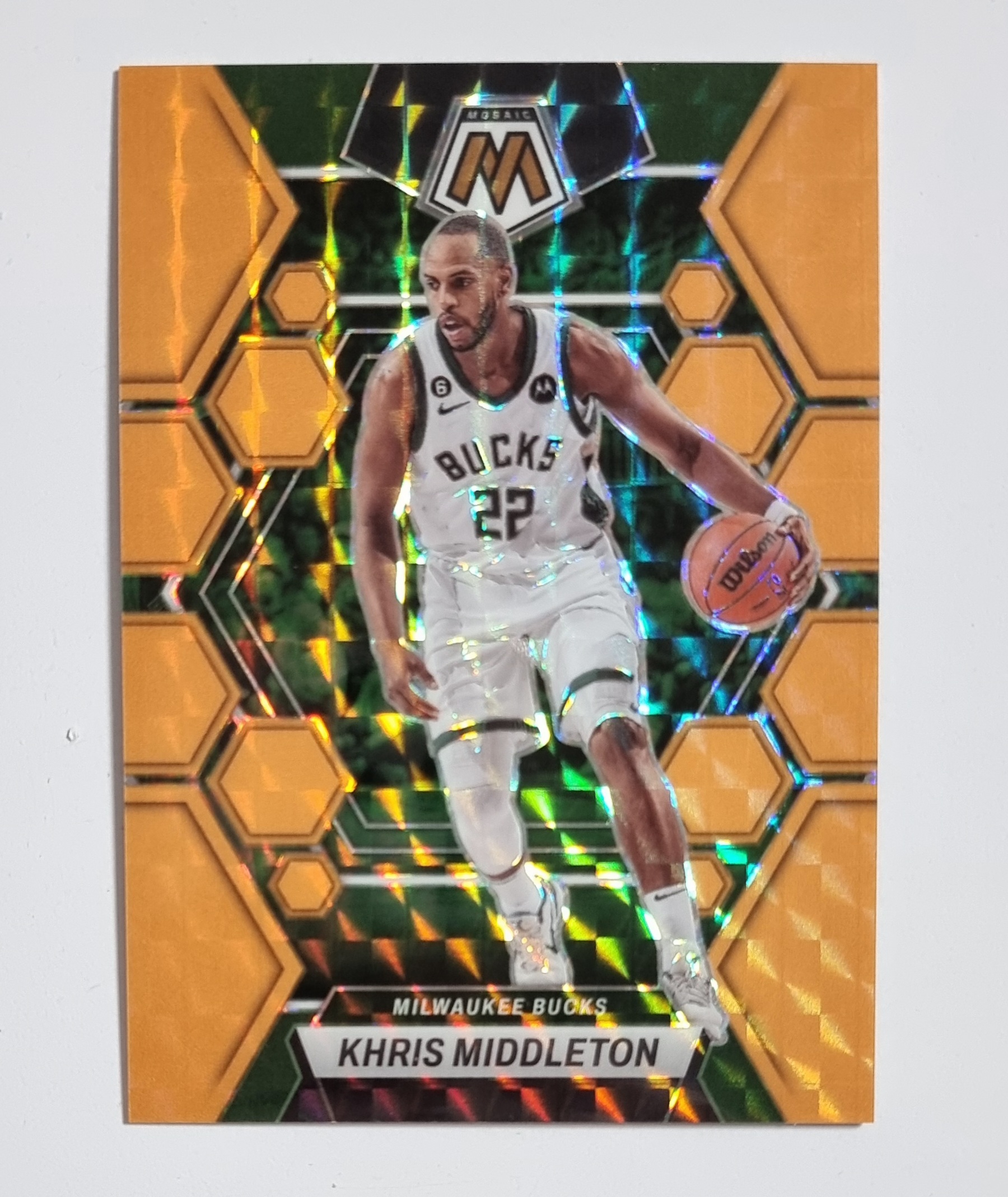 25한정판 크리스 미들턴 2022-23 Panini Mosaic Khris Middleton Orange Mosaic Prizm No-66 NBA카드