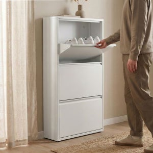 제임스 철제 슬림 신발장 3단 4단 틈새 좁은공간 원룸 아파트 현관 수납장