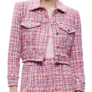 앨리스앤올리비아 클로이 트위드 크롭 재킷 Alice&amp;Olivia Chloe Tweed Cropped Jacket