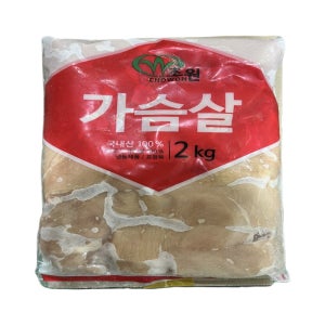 국내산 100% 닭가슴살 2kg 포장육 순살 냉동 절단 염지 업소용 식당용 대용량
