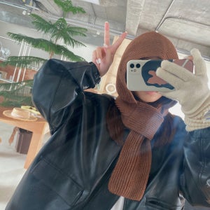 후드 넥워머 단색 투톤 니트 바라클라바 겨울 여성 방한 용품 브라운