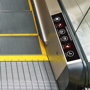 500x100mm 스티커 주의 표지 구두 단화 신발 끼임 주의 알림 표시 에스컬레이터 이용 안전수칙 안내 스티커 무빙워크 사고방지 어린이 보호자 동반 화이트시트