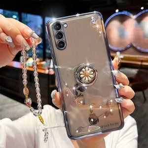 갤럭시 영원 팔찌 꽃 핑거링 S21 S10 S23 S20 FE 울트라 플러스 핑거 케이스