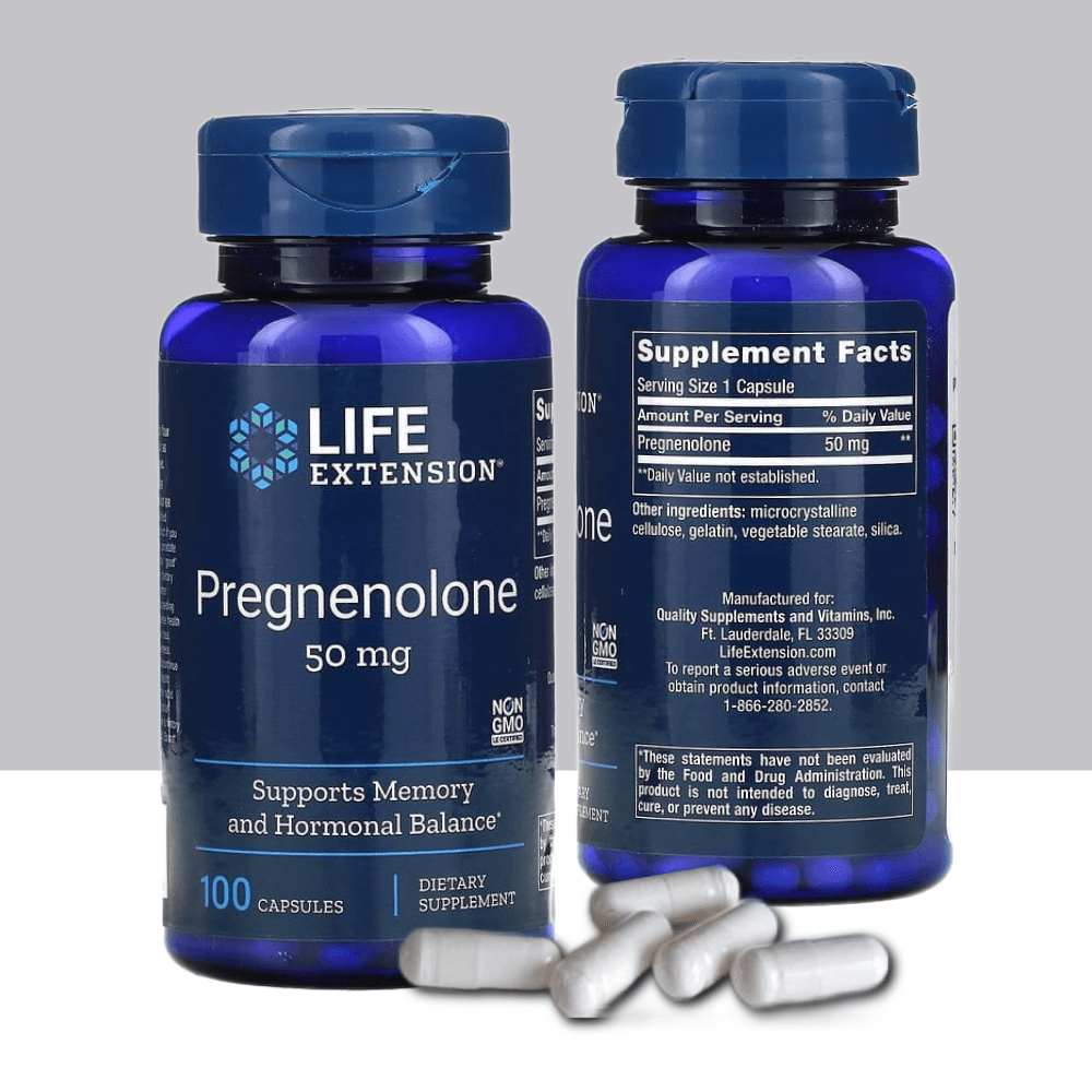 라이프익스텐션 <b>프레그네놀론 50mg</b> 100캡슐 DHEA 전구체 테스토스테론