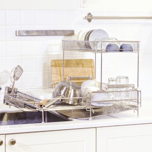 스토피아 투인원 올스텐304 틈새 슬림 확장형 식기건조대 2단(중)