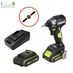 웍스 WU292DS 충전임팩드라이버 20V 2.0AH BL(본체+배터리 2개+충전기+케이스) 50mm 비트