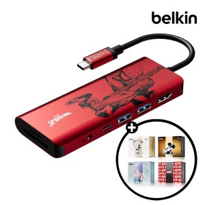 벨킨 마블 스파이더맨 7in1 USB C타입 멀티 허브 AVC009qc 아이패드 맥북 에어 M4 프로 윈도우 노트북 호환