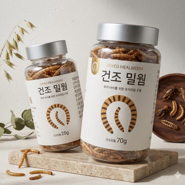 국내산 건조밀웜 청년농부 도마뱀 앵무새 고슴도치 햄스터 반려동물 먹이 25g