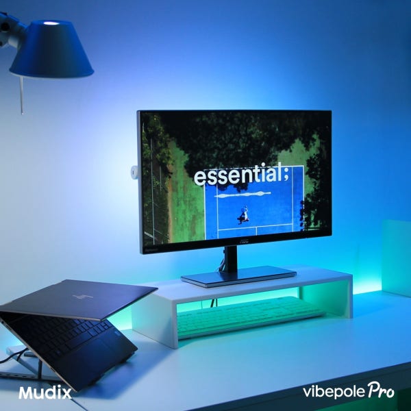화이트 데스크테리어 컴퓨터 모니터 간접 조명 바이어스 무딕스 바이브폴Pro RGB 라이트바