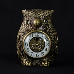 골드 부엉이 엔틱 레트로 탁상 시계 인테리어 소품 중형 시계