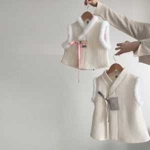 남아여아 설빔배자 누빔털조끼 3-13호 아동 유아 겨울 생활한복 설빔 2살 3살 베자