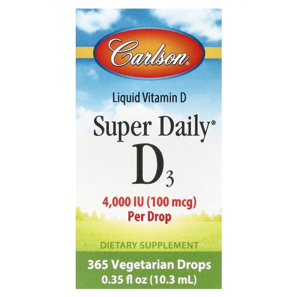 칼슨 <b>리퀴드 비타민</b> D 슈퍼 <b>데일리 D3</b> 100<b>mcg</b> 4000IU 0.3 10.3 ml