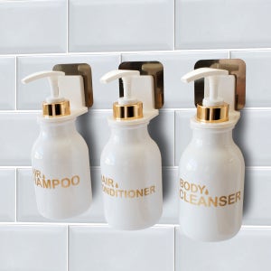 고르드 공중부양 샴푸 욕실디스펜서 무타공 벽걸이 벽부착 홀더 샴푸통 3구 1세트