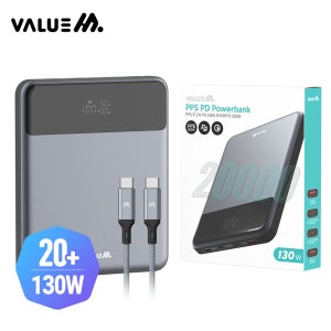 밸류엠 플랫 핏 PD 130W 초고속 충전 PPS 보조배터리 20000mAh(+CtoC 60W 케이블)